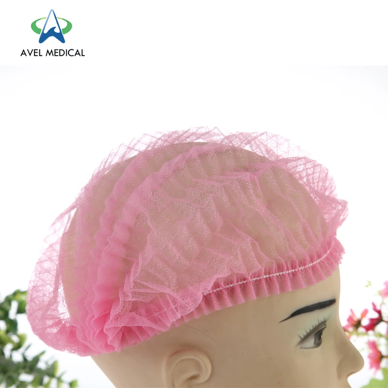Primary School One Time Use Disposable PP Non Woven Strip Clip Cap Bouffant Protective Head Cover Hair Net Hat Round Mob Cap