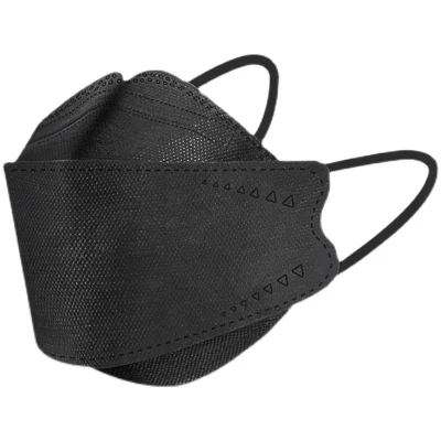 Nuokang Brand Kf94 Mascarillas desechables negras, máscara Kf94 envuelta individualmente, máscara protectora de cuatro capas de seguridad para adultos con forma de pez, adecuada para todos los adultos